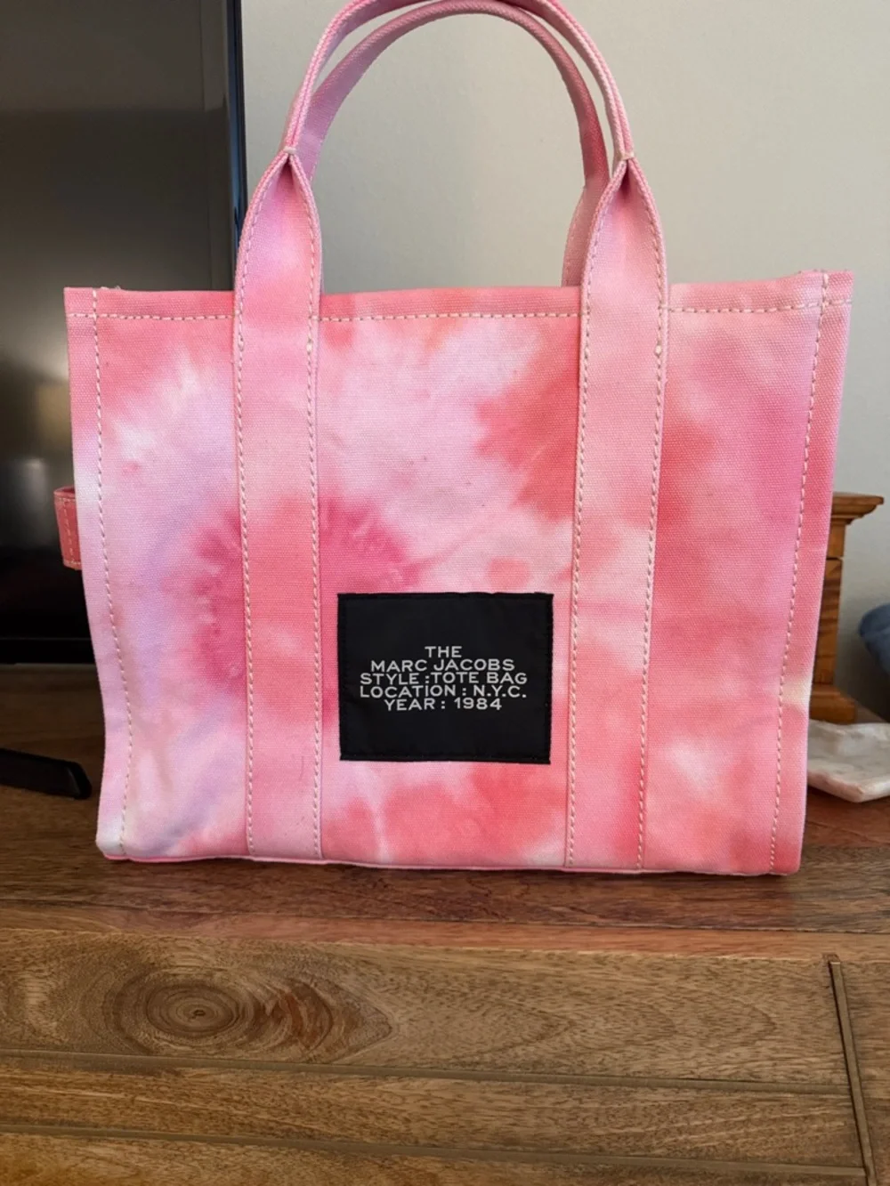 Marc Jacobs Pink Tie-Dye Canvas Medium Tote Bag - Picture 2 of 11